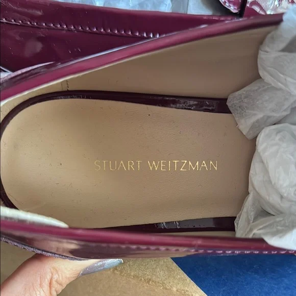 Stuart Weitzman Adrian Patent Maroon Cranberry Tassel Loafers 10.5 - Picture 7 of 7